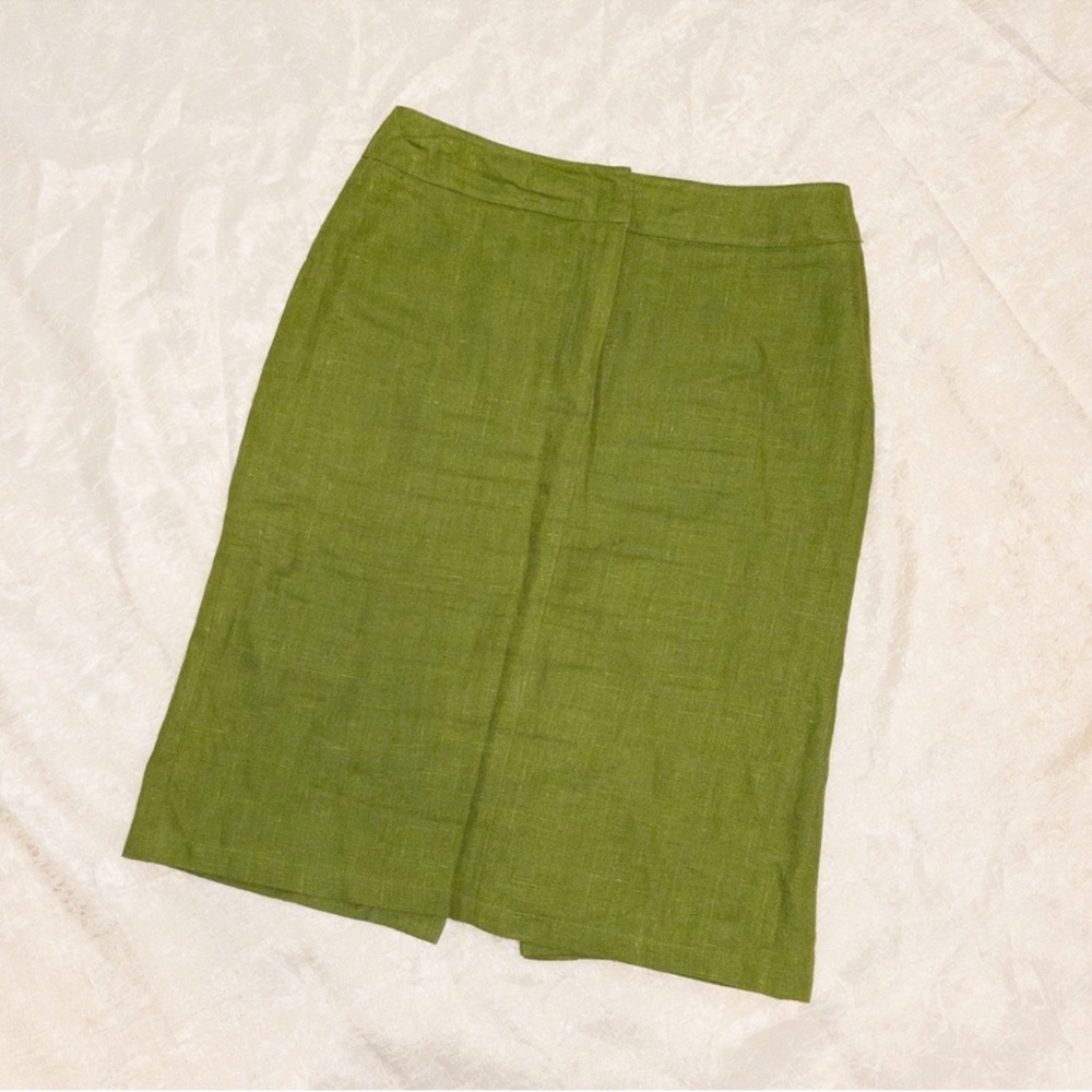 Vintage green linen pencil skirt